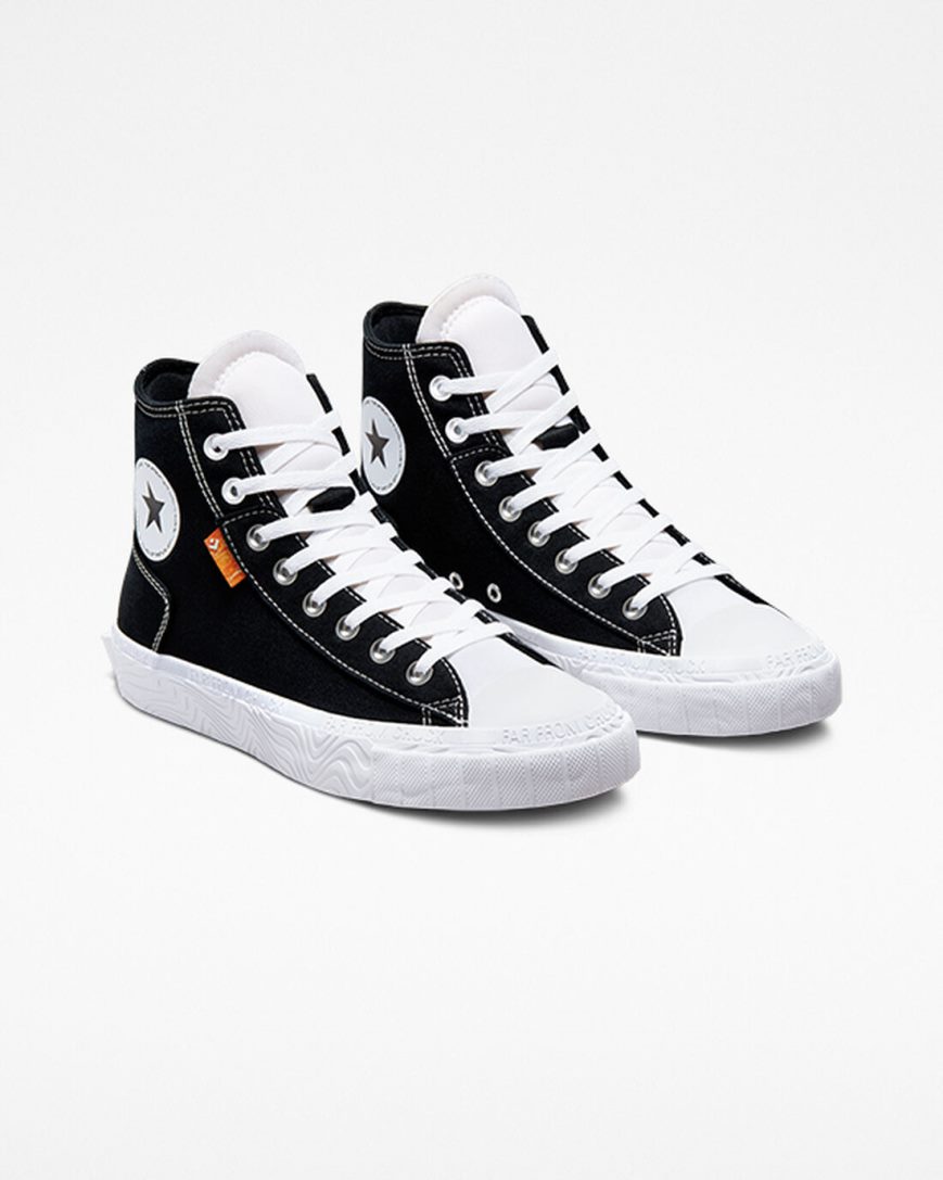 Tenisi Inalti Barbati Converse Chuck Taylor Alt Star Panza Negrii Albi | RO PXHQE902